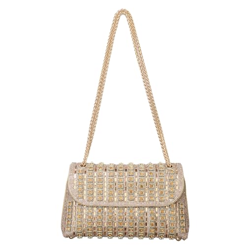Image of Flower Rhinestone Crystal Clutch Purse Shoulder Bag Sparkling Evening Bag for Wedding Prom Party Bride Guest