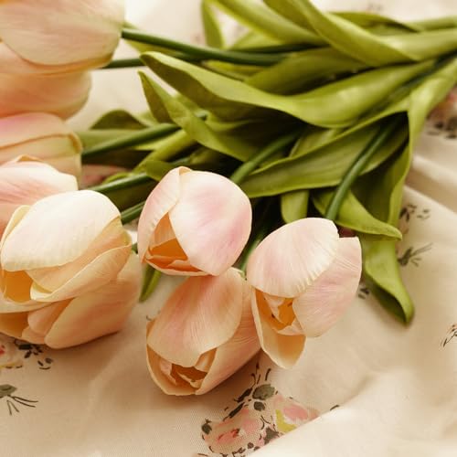 Image of Pure Home and Living Yellow Faux Tulip Spray 1 Piece