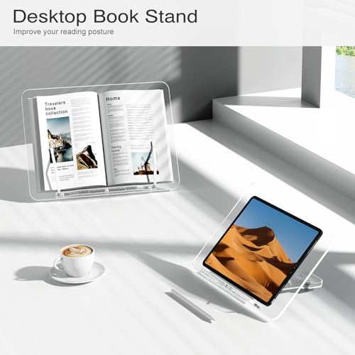 Upergo BG-2YM Acrylic Book Stand, Upergo Angle Adjustable Book Display Stand,Foldable Cookbook Stand, Lightweight Book Holder thumb #1