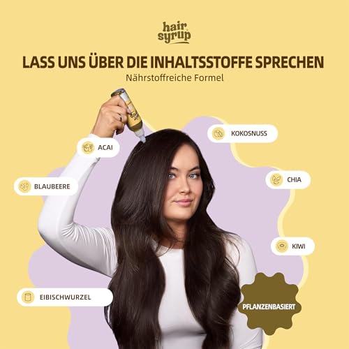 Hair Syrup Superfoods Pre-Wash olejek do włosów, z kokosem, kiwi i limonką, do włosów zniszczonych i suchych, z 12 bogatymi w składniki odżywcze, wegański, w 100% naturalny, 300 ml