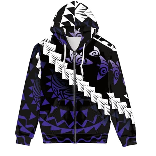 Men's Zip Up Hoodies Samoa Hawaii Dress Polynesian Tribal Tatau Pattern Long Sleeve Pullover Hoodies Sweatshirt3