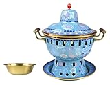 [Beau motif] : marmite chinoise en cuivre avec un extérieur en émail de style chinois et un intérieur en cuivre, cette marmite allie harmonieusement tradition et artisanat moderne pour offrir une expérience culinaire rafraîchissante. Convient pour la maison, les restaurants, etc.