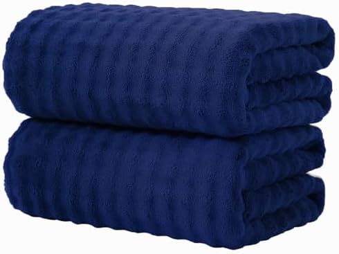 KBY Bath Towels Set of 2, Extra Large Bath Sheets 40X80 Inches,Quick Dry, Ultra Soft,Durable & Super Absorbent Oversized Bathroom Towel Sets for Adults, Gym, Spa, Pool & Hotel (Navy Blue)