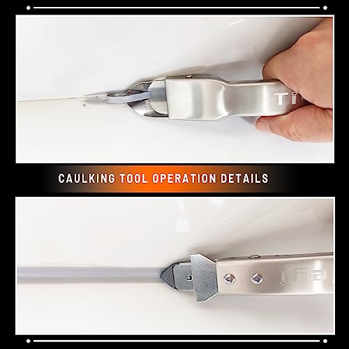 Caulking Tool Kit Stainless Steel Grout Removal Tool,4 in 1 Tile Caulk Remover Tool,Silicone Scraper Caulk Finishing Tools for Kitchen Bathroom Floor Sealant Caulking Window Sink Joint - Image 6
