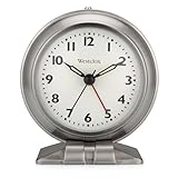 Westclox Classic Alarm Clock – Silver Finish, 4.75W x 5.5H Analog Display, Battery-Powered, Glass Lens, Easy-Read Numbers, Real-Bell Style Alarm, Vintage Look