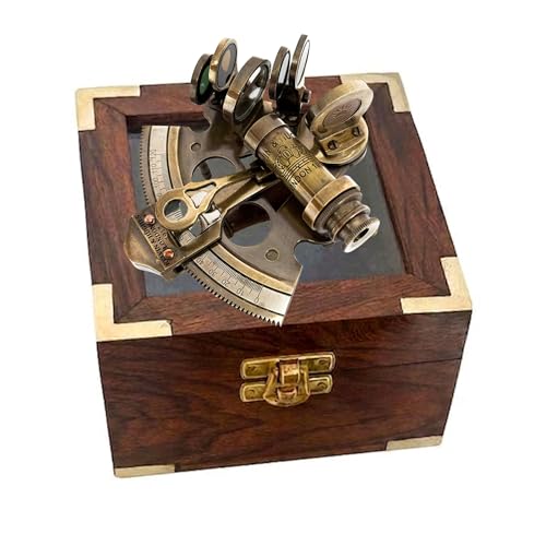 Nautical Bronze Sextant Solid Brass Maritime Astrolabe | Vintage Ship Navigation Instrument for Nautical Decor Collectibles Maritime Gifts and Navigational Tools