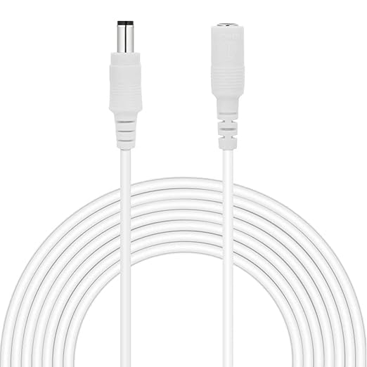MaxSell3M/5M/10M CCTV 2.1 x 5.5mm White DC 12V Power Extension Cable Male to Female, Power Supply Adapter Extender Cord for CCTV Security Cameras, DVRs, LED Strips, Routers (White, 3M)