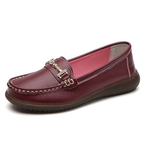 Image of Women's Wide Width Loafers Comfort Slip on Shoes Walking Shoes for Ladies Mocassins Driving Shoe