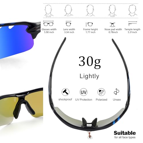 Image of BangLong Polarized UV400 Sports Sunglasses with 5 Lenses for Men Women