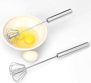 Whisk Egg Mixer Stainless Steel Semi-Automatic Hand Push Egg Beater, Non-Electric Blender Milk frother for Kitchen,Egg,Milk,Cream and Mixes (12inches)