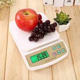 M-K ENTERPRISE Multipurpose Portable Electronic Digital 10 Kg Kitchen Weight Scale Machine with Tare Function Measure for Measuring Fruits, Spice, Food and Vegetable (White Color)