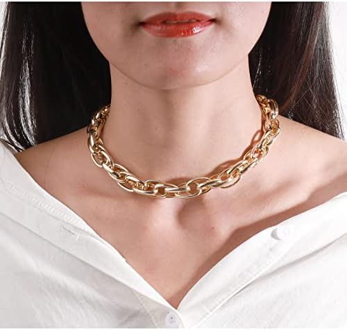 Atentuyi Punk Choker Necklace Gold Paperclip Necklace Vintage Gothic Tattoo Chain Choker Collar Metal Choker Jewelry for Women and Girls