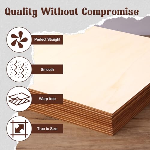 Philorn Basswood Sheets 12"x12"x 1/8", 12 Pack Plywood Sheets 3mm with Smooth Surfaces for Laser Cutting Engraving, Unfinished Wood for Crafts, Wood Burning, Architectural Models, Staining - Image 4