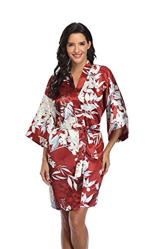 Image of Women's Pure Short Silky Robes Bridesmaid Bride Party Satin Robes Sleepwear