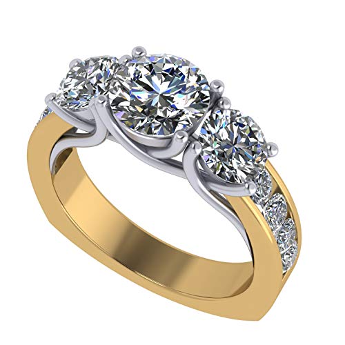 NANA Lucita Style CZ 3 Stone Ring 2.50ctw - 10k Yellow Gold - Size 8