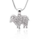Spinningdaisy Silver Plated Crystal Sheep Ram Necklace