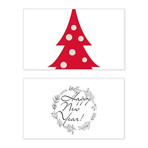 Tarjeta conmemorativa de Año Nuevo, felicitación navideña color rojo con árbol