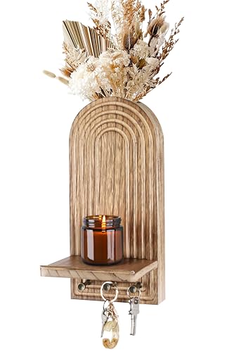 3-in-1 Wooden Wall Organizer - Planter Vase + Candle Sconces