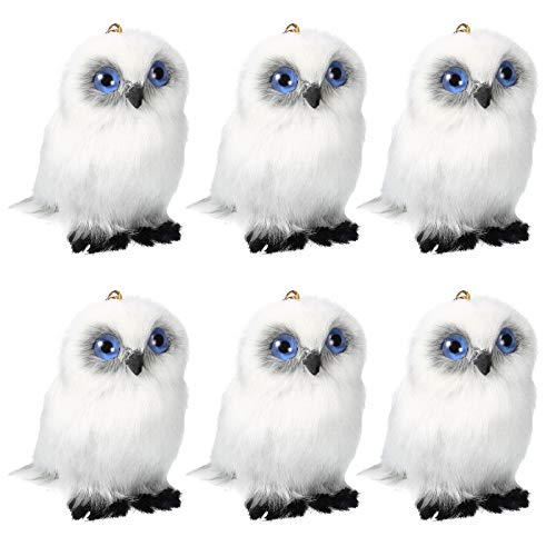Skylety 6 Pieces Mini Owl Plush Toy 3.2 Inch Gray White Plush Stuffed Animal Toy Soft Tiny Owl Doll Plush Hanging Pendant Ornament for DIY Keychain Birthday Xmas Decorations Party Favor