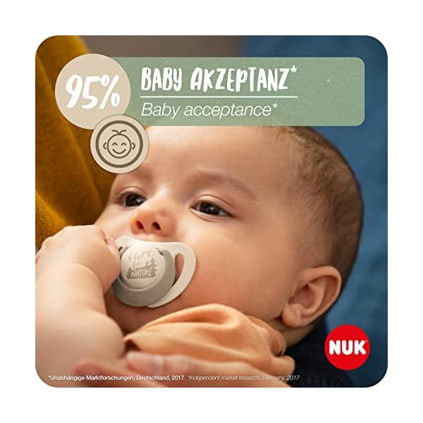 NUK Genius Color Schnuller | 18-36 Monate | BPA-freie Schnuller aus Silikon | Waschbär und Eule | 2 Stück & Trendline Night Schnuller | 18-36 Monate | BPA-freies Silikon | Blau | 2 Stück – Bild 5