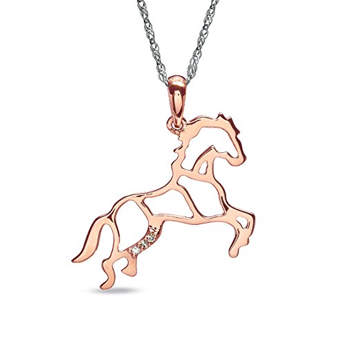 Naitik Jewels 92.5 Sterling Silver Accent Stallion Horse Pendant in Rose Ion Plated