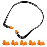 LAKPYN 1 Pezzi Cuffie Antirumore con 5 Paia di Tappi Auricolari di Ricambio, Protezione Acustica Industriale per Cantieri Edili, Fabbriche, Arancione Nero