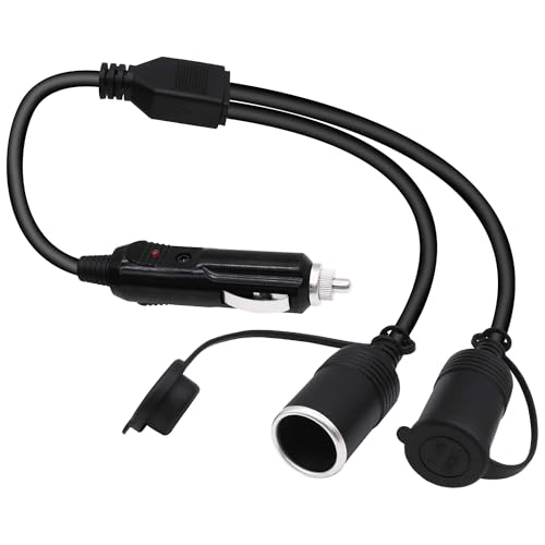 YARCHONN Câble répartiteur allume-cigare de voiture 1 mâle vers 2 femelle Prise allume-cigare 2 voies Adaptateur pour DC 12 V 24 V Voitures RVs Bateaux 45 cm