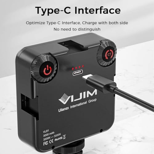 ULANZI VL81 Videoleuchte 81 LEDs Videolicht mit Cold Shoe, Foto Licht 3200K-5600K Farbtemperatur Helligkeit Einstellbar CRI 95+, 3000mAh Akku Kamera Licht für Fotografie YouTube Videoaufnahme