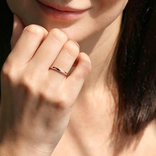 Image of TRUMIUM 2mm 4mm 6mm 8mm Tungsten Wedding Band Ring for Men Women Silver /Rose Gold Plated /Rainbow /Gold Plated Domed High Polish Engagement Promise Rings Comfort Fit 4-15