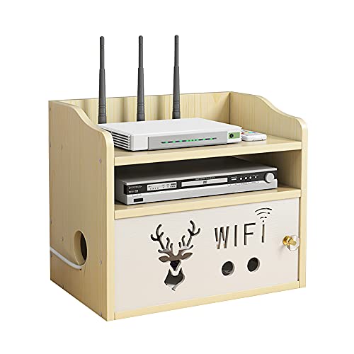 Hggzeg Boîte de Rangement de routeur Support de Stockage WiFi en Bois Multicouche de Bureau avec...