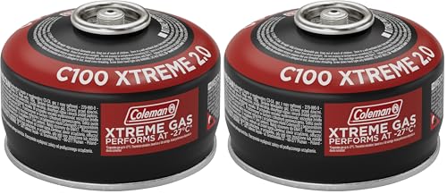 Coleman Cartouche de Gaz à Valve C100 Xtreme, pour Réchauds de Camping Cartouche Compacte et refermable, Vert (Lot de 2)