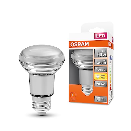 Osram LED Star R63 LED Lampe für E27 Sockel, Reflektor-Lampe, Glas-Design, 350 Lumen, warmweiß (2700K), Ersatz für herkömmliche 60W Glühbirnen, nicht dimmbar, 1er-Pack