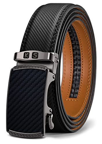 Image of KEMISANT Belt Men, Sliding Ratchet Belt Genuine Leather For Gift Mens Dress Pants Oxfords,Size Adjustable