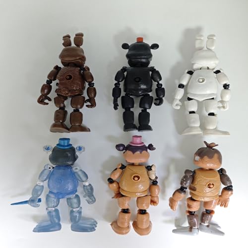 econoLED Action Figures, 6 PCS Action Figures Toys, 5.5 Inches Collectible Toys Set with Ball Joint Connection Light, Cake Toppers for Video Games Fans Boys, Girls, Kids and Adults as Gifts (Retro)