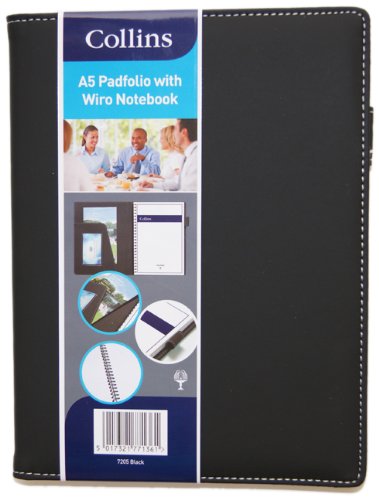 CollinsA5 Pad Folio/Wiro Notebook - Black 7205 7205