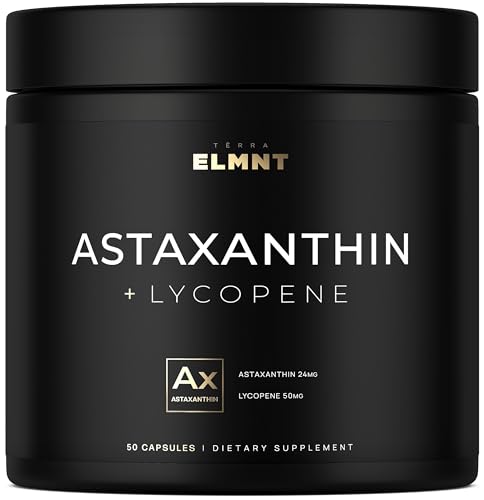 Astaxanthin 24mg + Lycopene 50mg Clinical Strength Carotenoids Skin Supplement w. 100% Natural from MicroAlgae - Best Astaxanthin Supplements for Skin Health & Pigmentation - Astaxantina