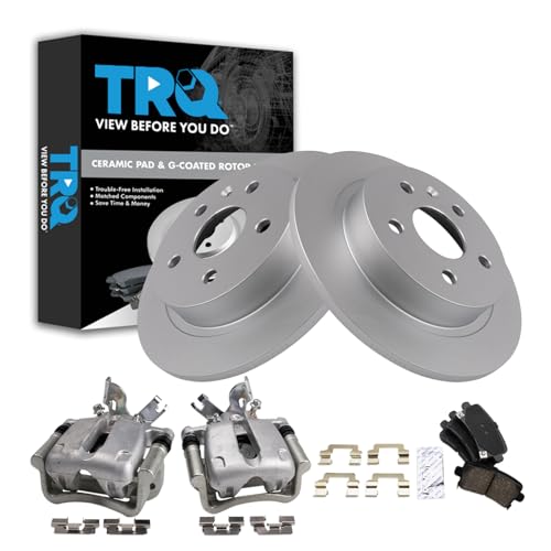 Image of TRQ Rear Brake Pad and Rotor Set Ceramic Solid Rotors Calipers | For 2012-2016 Buick LaCrosse 2012-2017 Regal 2013 Chevrolet Malibu