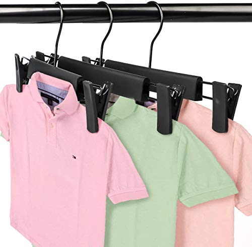 Pants Hangers Skirt Hangers,20 Packs Black Plastic Dress Trousers Hanger With Non-Slip Big Clips And 360 Rotatable Hook #TOP5