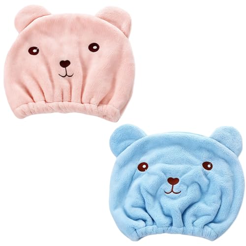 Psdndeww Toalla para Cabello De Lana Corales Blandos Baño Grueso Secado Rápido Turbante Pelos Secado Rápido Mujeres Y Hombres Cabello Absorbente Grueso