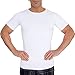 LISH Men's Slimming Light Compression Crew Neck Shirt - Short Sleeve Body Shaper T-Shirt for Weight Loss (White, Large)