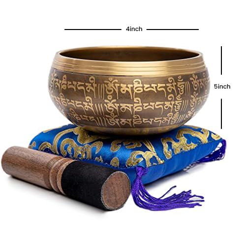 Image of Tibetan Singing Bowl Set - Easy To Play Authentic Handcrafted For Meditation Sound Chakra Yoga Healing By Himalayan Bazaar