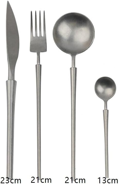 Flatware Silverware Set, 4/16/24/32/40/48pcs Retro Steak Knife Fork Spoon Dessert Fork Spoon 304 Stainless Steel Coffee Spoon Tableware, Tableware Cutlery Set(24 Pieces for 6)