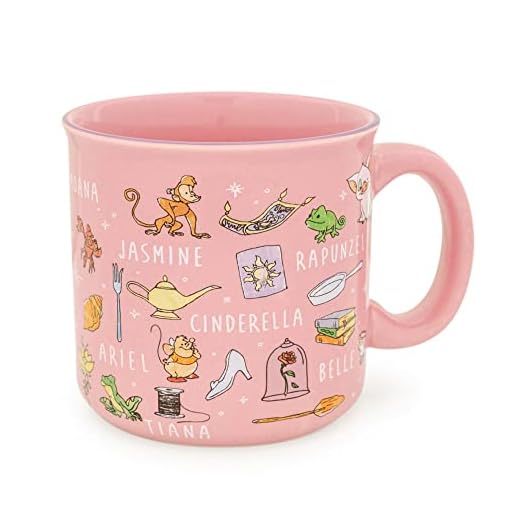 Disney Princess Icons Ceramic Camper Mug | BPA-Free Travel Coffee Cup For Espresso, Caffeine, Cocoa, Beverages | Home & Kitchen Essentials | Cute Gifts and Collectibles | Holds 20 Ounces