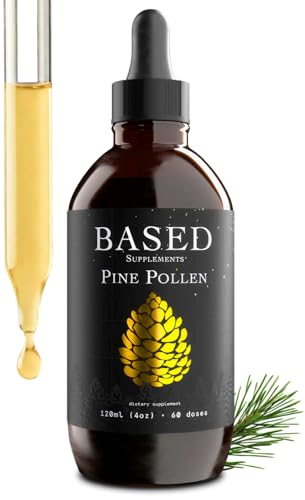 Based Pine Pollen Tincture | Wild-Harvested Pine Pollen Liquid Extract for Energy Vitality & Hormonal Support | Rich in Phytosterols Amino Acids & Antioxidants | 4 oz (60 Servings)
