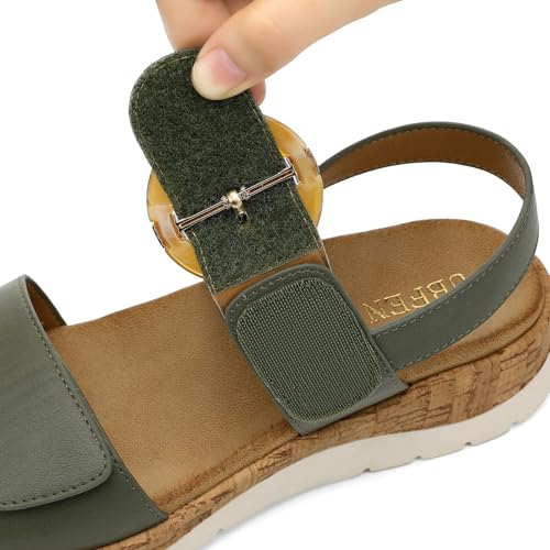 Image of UBFEN Womens Low Wedge Walking Sandals with Arch Support | Open Toe Sandals Adjustable Instep and Ankle Straps for Summer Everyday Outfits, Travel,Vacation