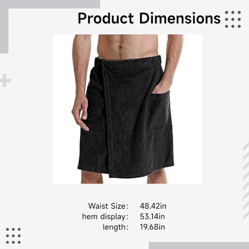 Adjustable Men’S Bathrobe Towel Wrap with Pockets, Closure, Quick Dry Spa Shower Towel for Beach and Pool4