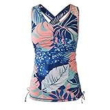 UV SKINZ Swim Tankini for Women - UPF 50+ Sun Protection, Modest Swim Tank Top, Swimsuit Top, Tankini Top with Bra Support - Ocean Botanical - M