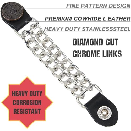 SUPERFINDINGS 5Pcs Leather Waistcoat Extension Chain Motorcycle Vest Extenders Alloy Biker Vest Extenders With Flat Round 17cm Double Black Chain Extender4