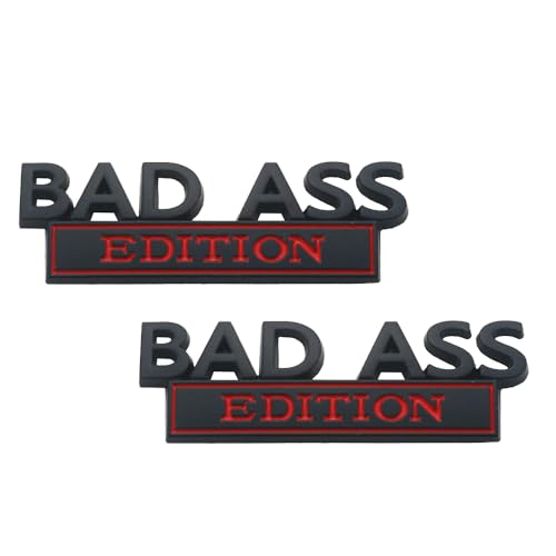 Image of 2Pc Bad Ass Edition Emblem 3D Badge Stickers with Double Tape for Cars, Trucks, Motorcycles, Boats (Black Red)