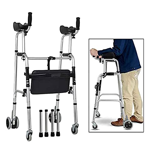 Andador plegable de cuatro ruedas ligero con soporte de seguridad para inodoro de ancianos